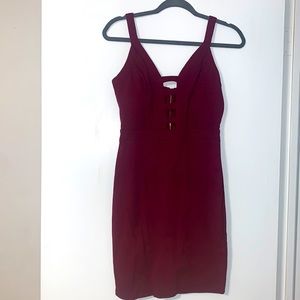 Bergundy Dress with Gold Zipper